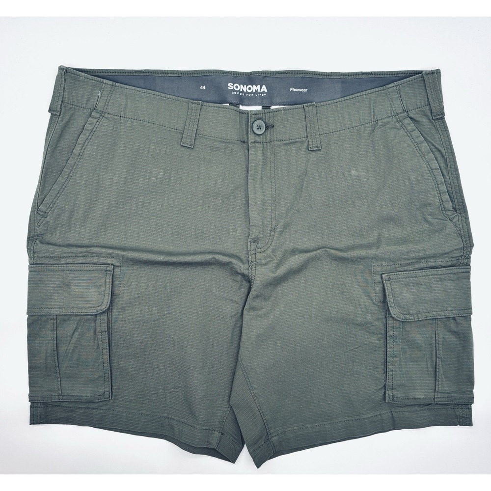 Sonoma Mens Flexwear Cargo Olive Green Shorts Size 44 Regular Fit 8 Inseam